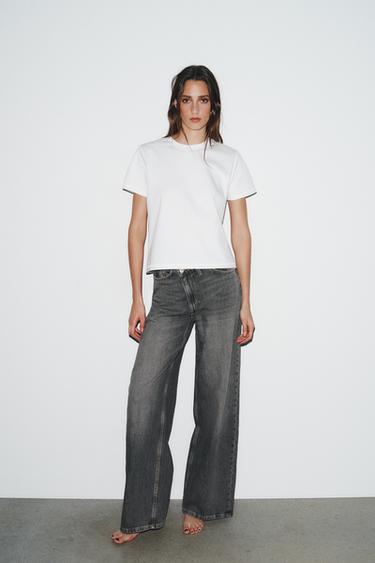 JEANS TRF WIDE LEG CINTURA CRUZADA TIRO ALTO - Gris antracita de Zara