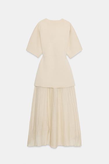 KNIT DRESS WITH MATCHING DETAIL - Ecru by Zara