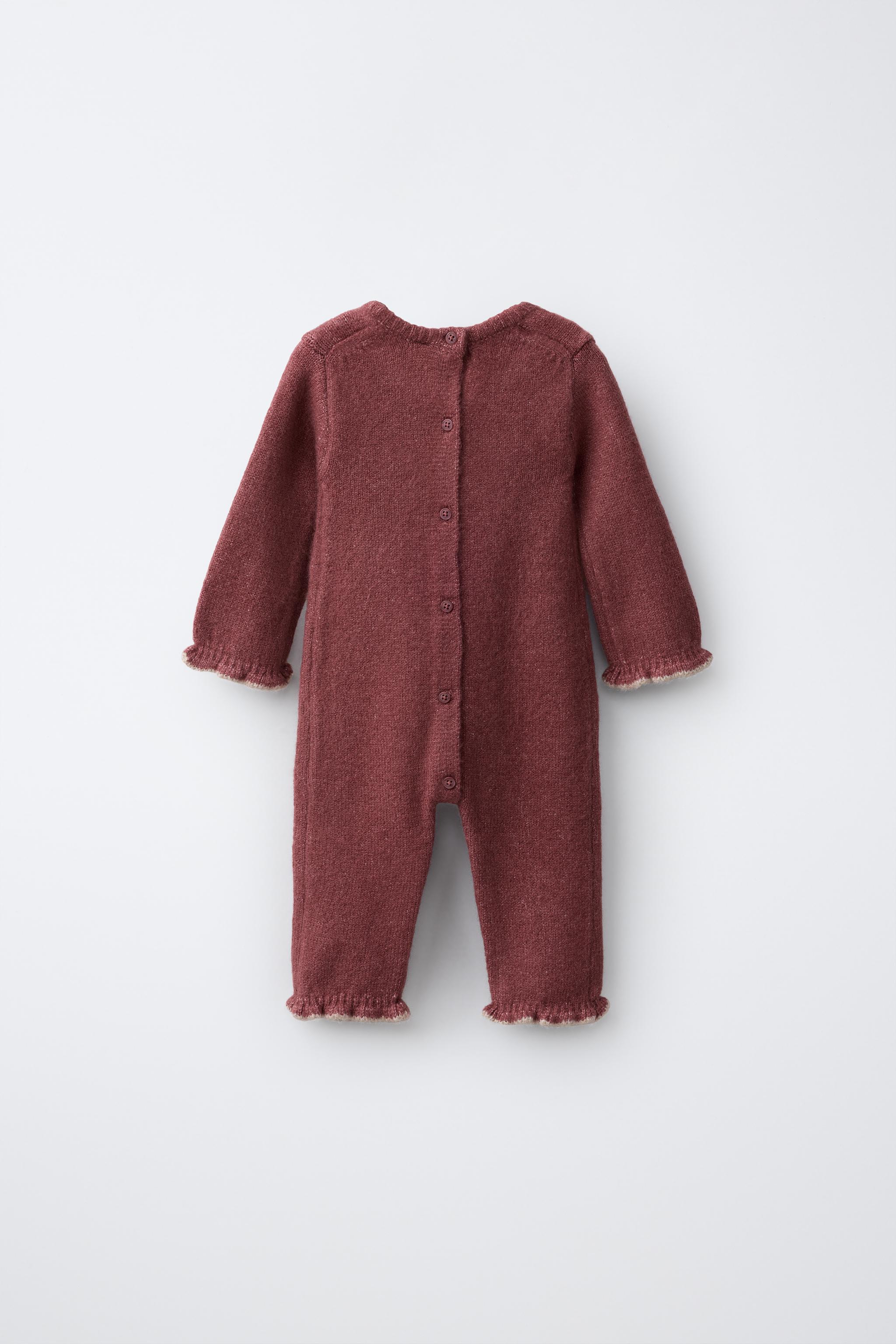 LONG KNIT ROMPER WITH EMBROIDERED FLOWERS
