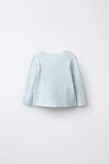 POINTELLE RIB-KNIT JUMPER - Light blue by Zara - Image 1