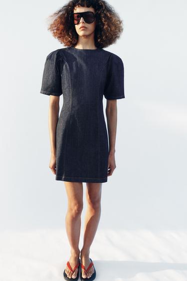 Z1975 MINI DENIM PUFF SLEEVE DRESS - Blue by Zara