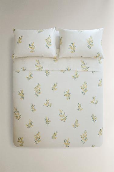 MIMOSA PRINT SATEEN DUVET COVER - Oyster-white by Zara