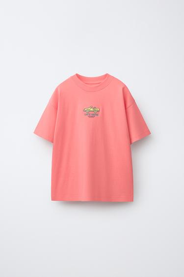 CAMISETA BORDADO - Salmón de Zara