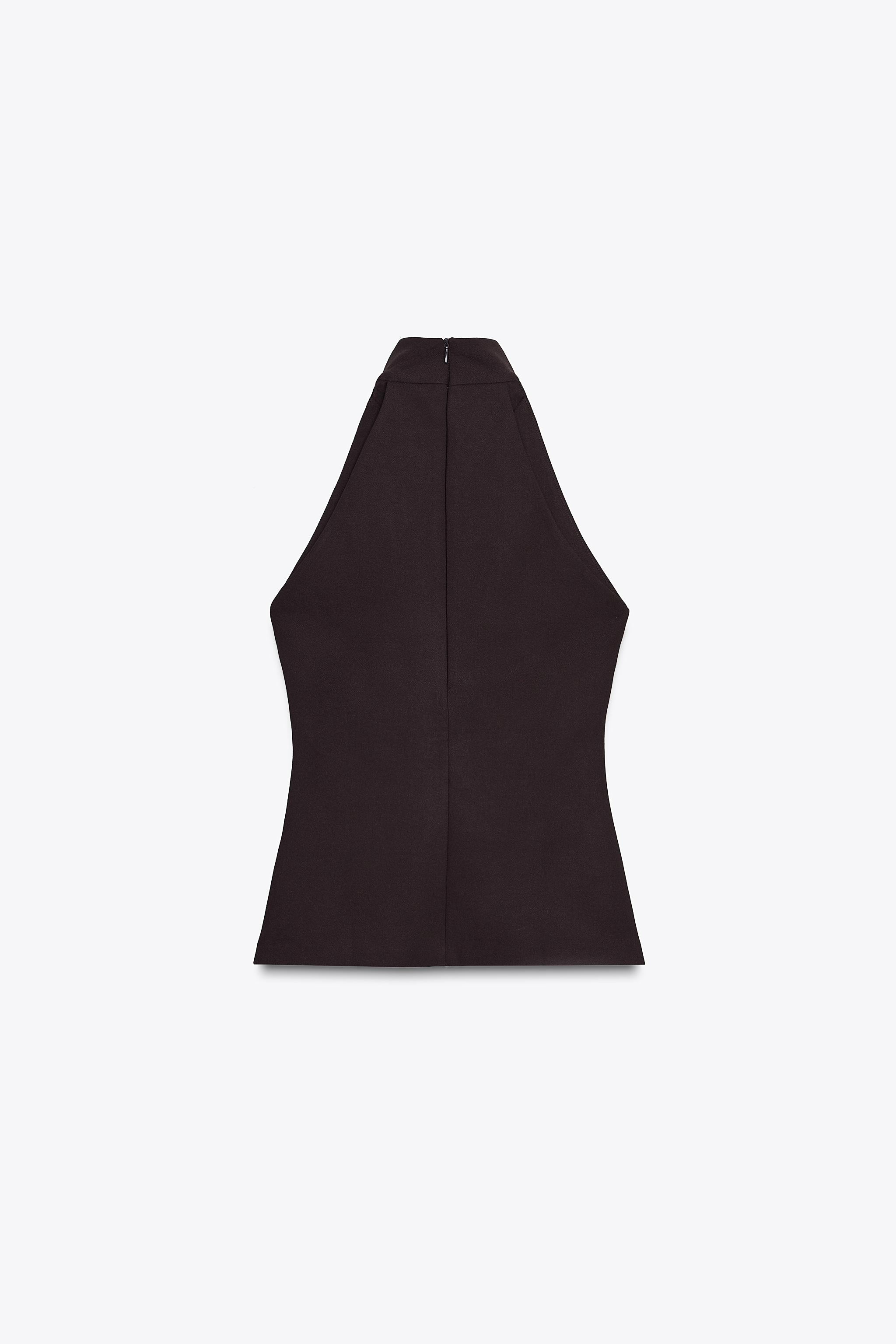 CREPE HALTER TOP - Chocolate | ZARA United States