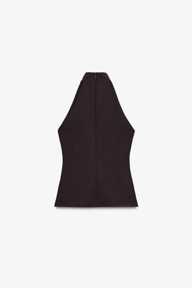 HALTER CREPE TOP - Chocolate by Zara