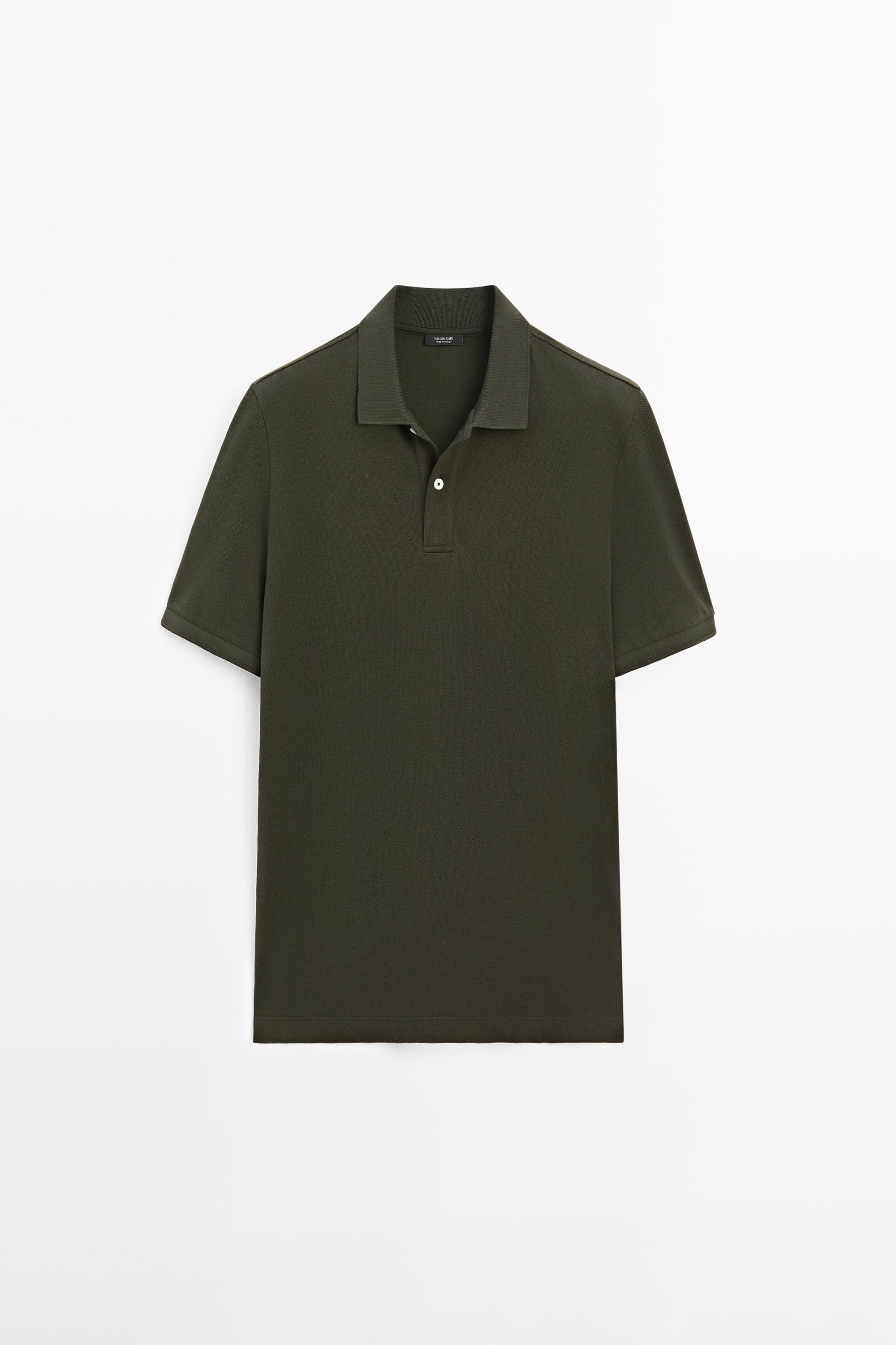 Micro-textured cotton piqué polo shirt — Mint Green