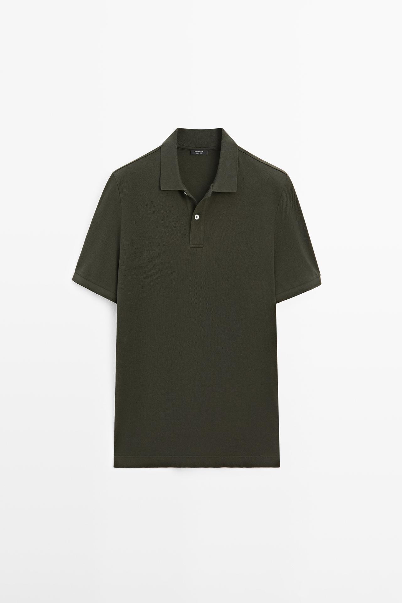 Micro-textured cotton piqué polo shirt — Mint Green