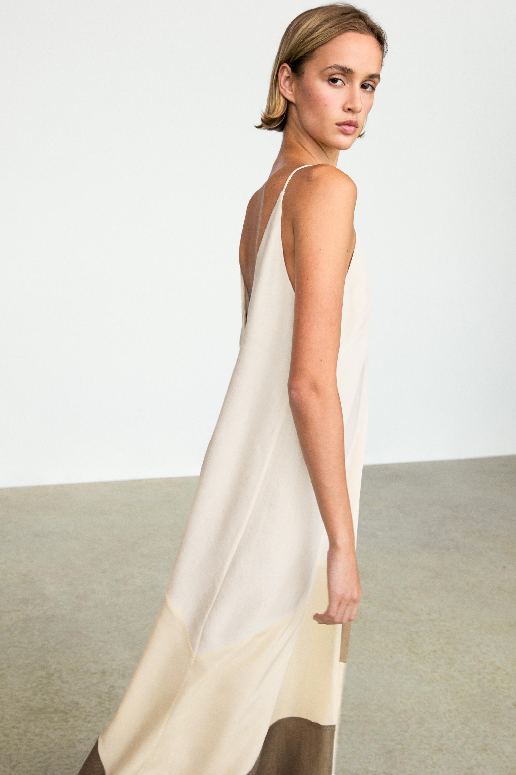 Robe midi fluide contrastée
