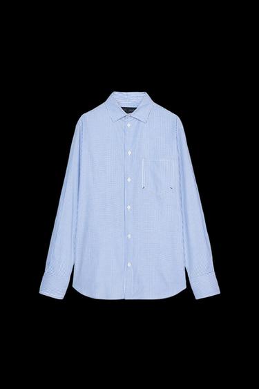 CAMISA POPELÍN RAYAS ZW COLLECTION - Azul / Blanco de Zara - Imagen 0