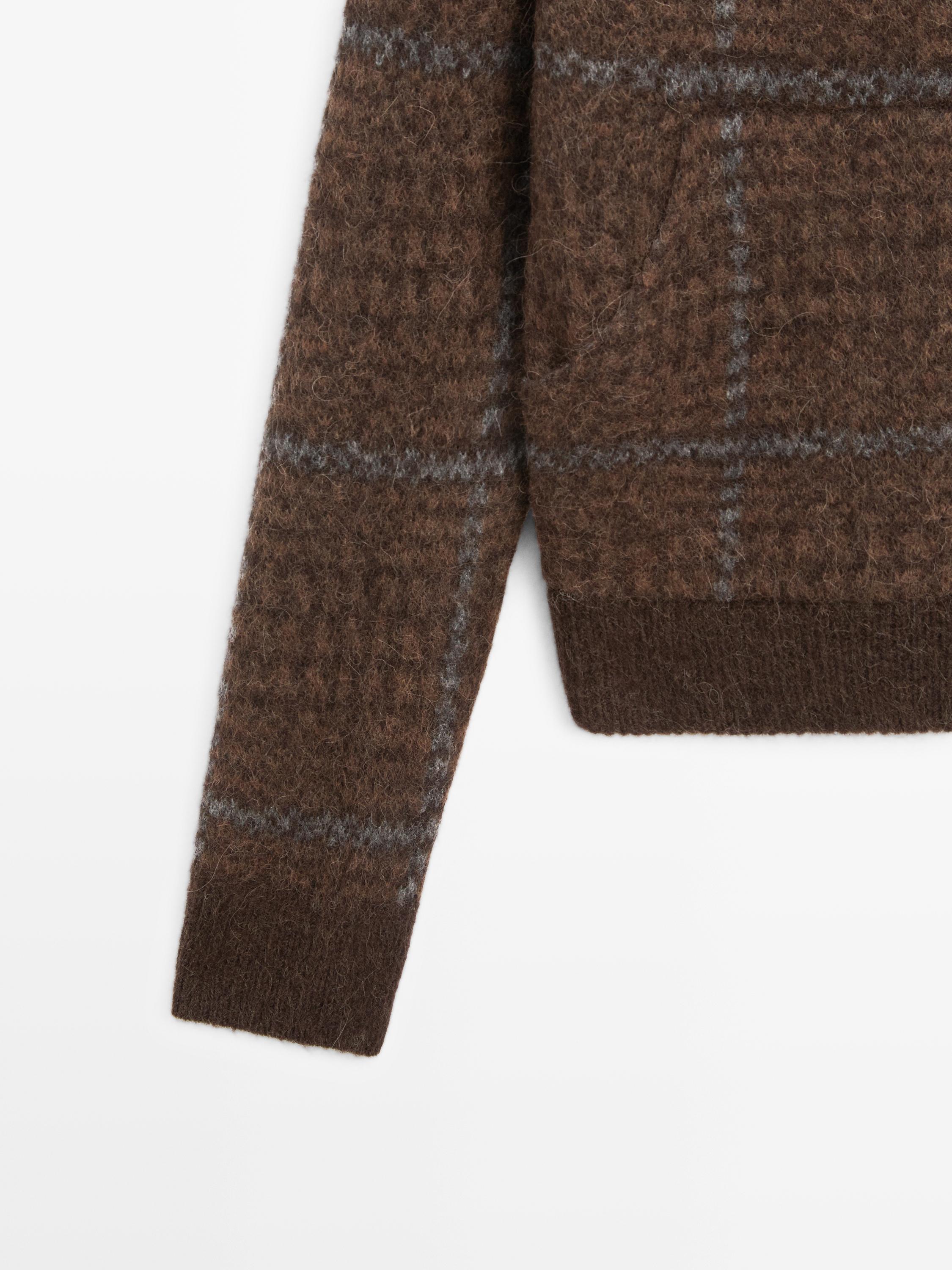 Veste à carreaux en maille de laine d’alpaga