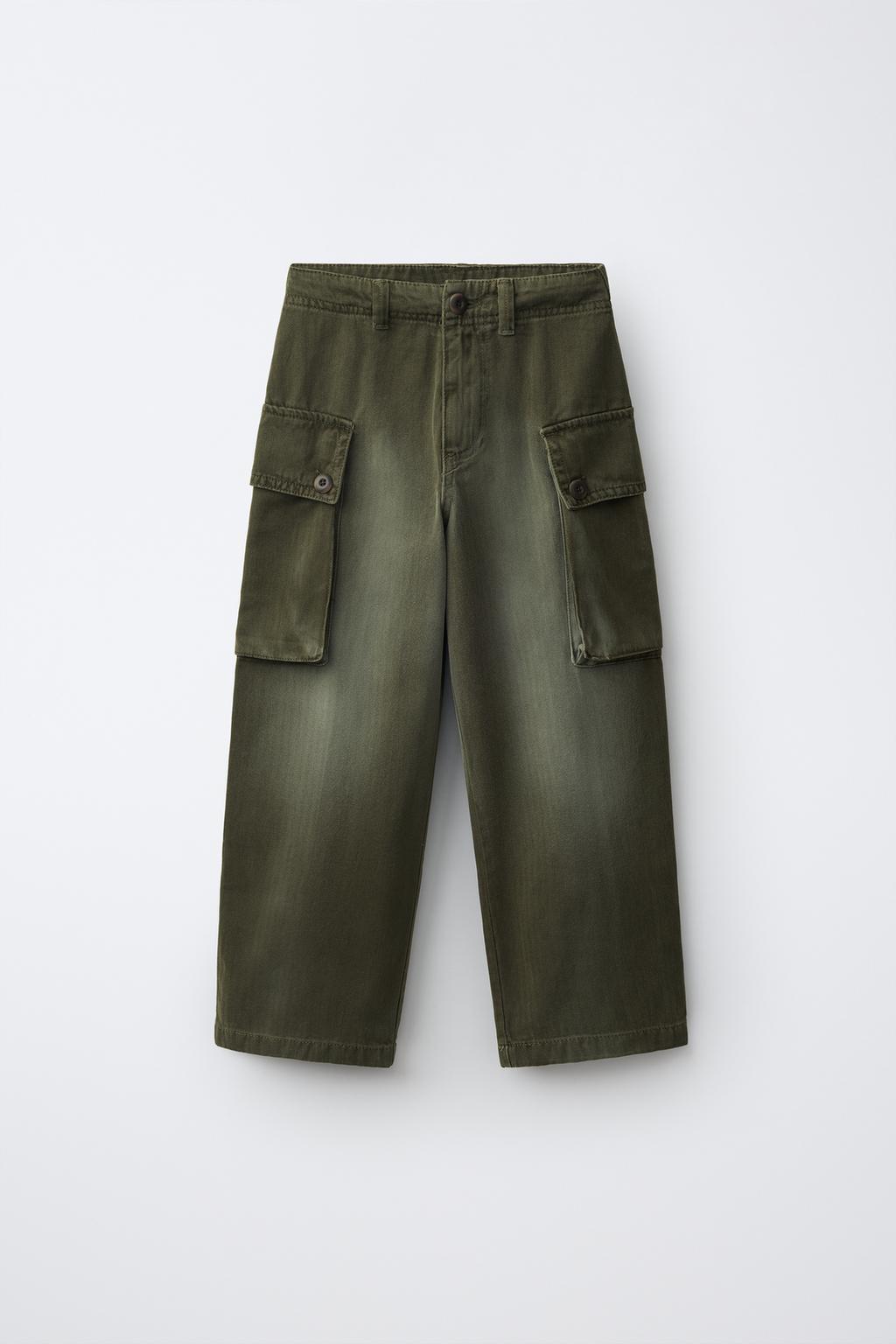 DISTRESSED EFFECT CARGO TROUSERS