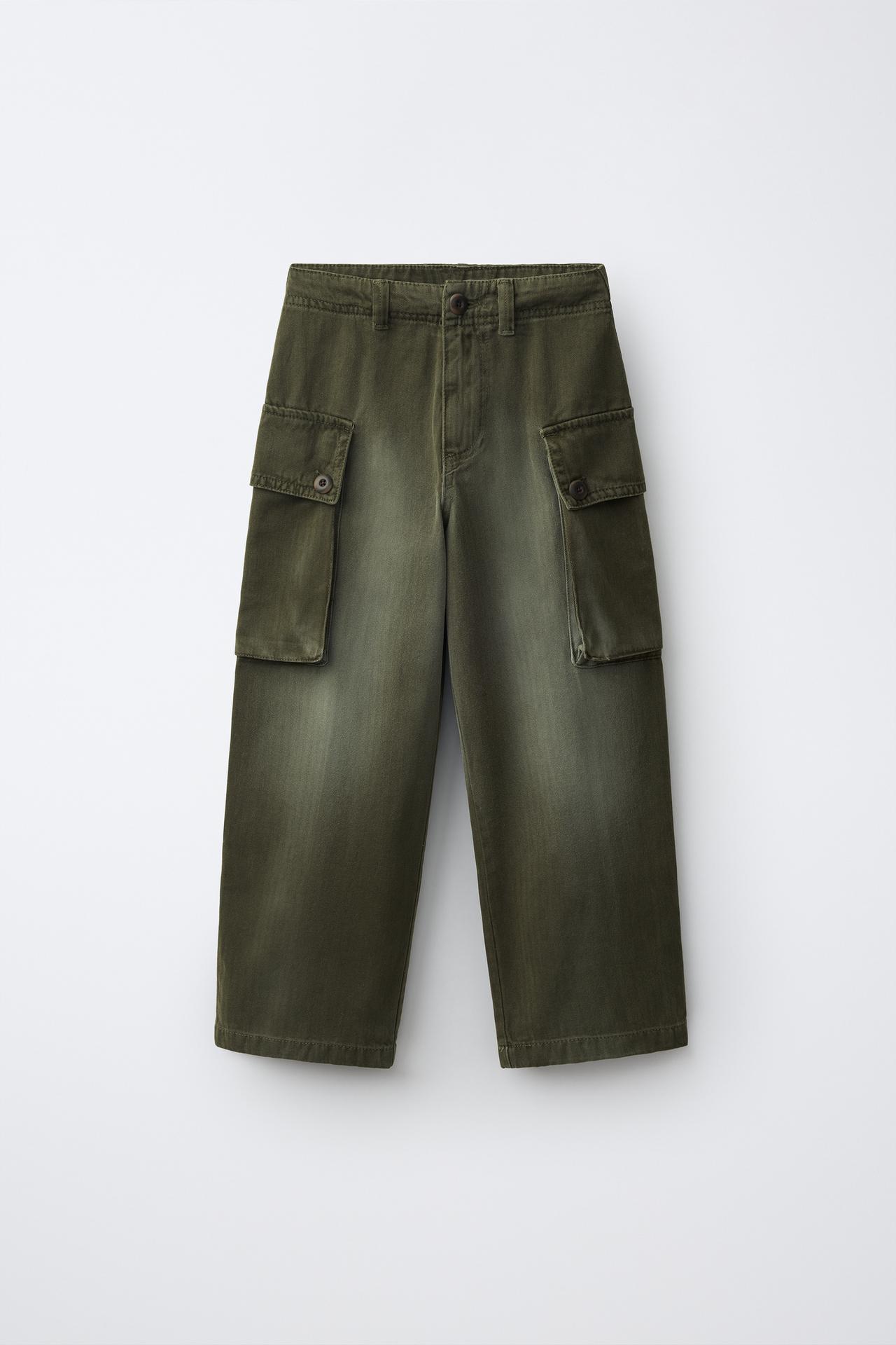 DISTRESSED-EFFECT CARGO PANTS — Mid khaki