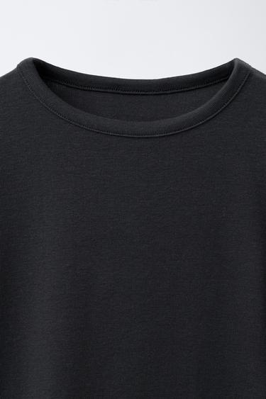 Zara PLAIN MODAL T-SHIRT - Anthracite grey