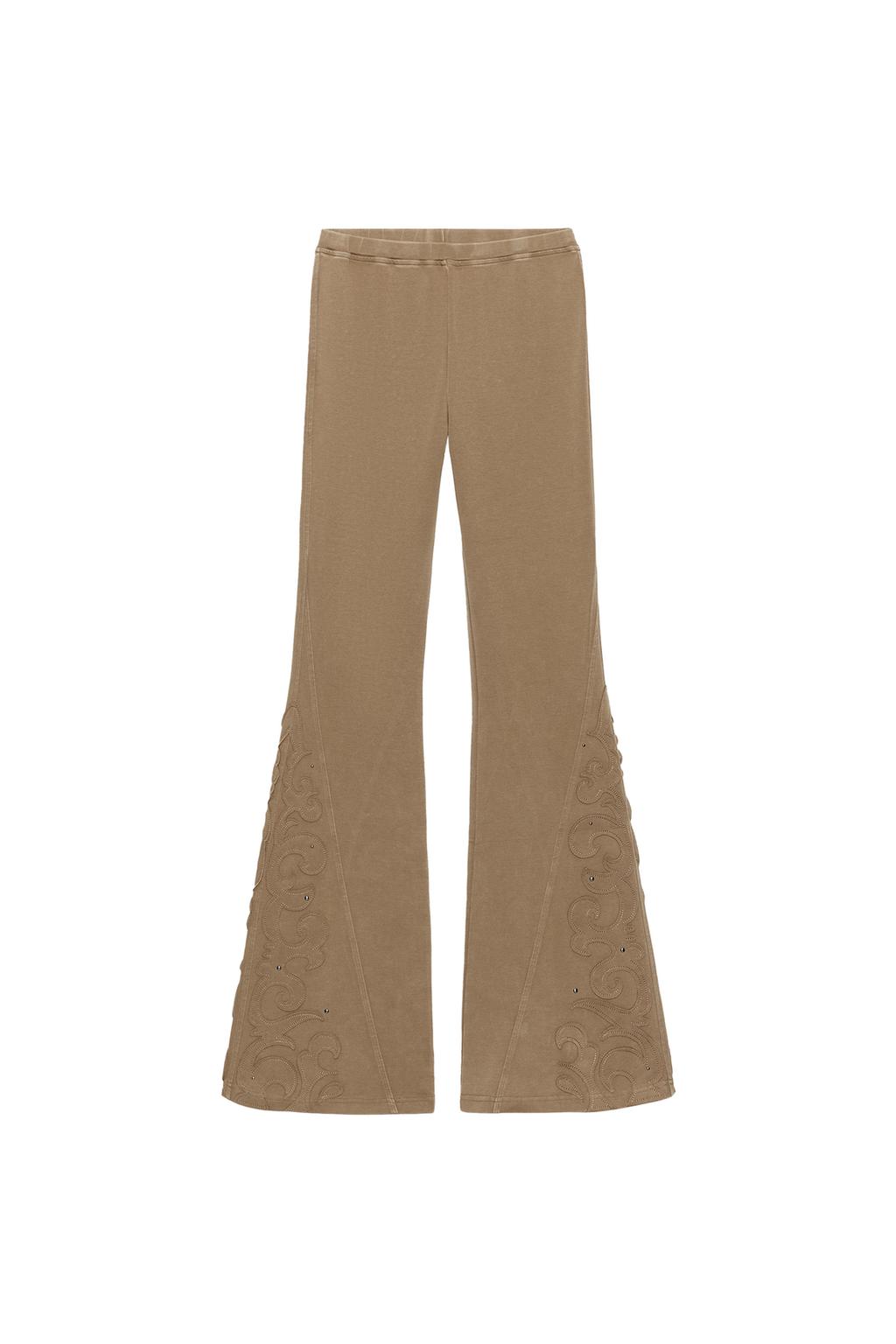 STUDDED WASHED EFFECT FLARE PANTS - image 3
