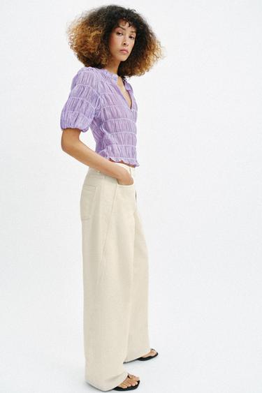 SMOCKED BLOUSE - Light lilac by Zara - Image 2