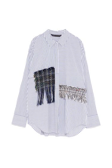 CONTRAST TWEED BLOUSE