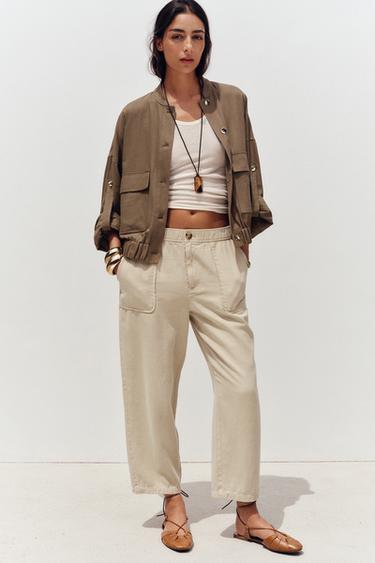 PANTALONI CON ELASTICO IN VITA - Beige di Zara