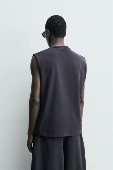 DÉBARDEUR RELAXED FIT STRUCTURÉ CÔTELÉ - Bleu de Zara - Image 2