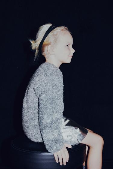 SHIMMER FAUX FUR KNIT JUMPER - Silver by Zara