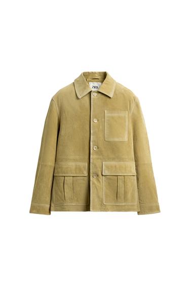 Zara LIMITED EDITION SUEDE POCKET JACKET - Yellow