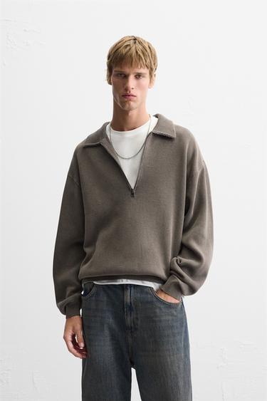 POLO PUNTO ESTRUCTURA LAVADO - Gris de Zara