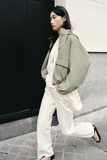 BLOUSON ENGOMMÉ À CAPUCHE - Kaki de Zara - Image 3