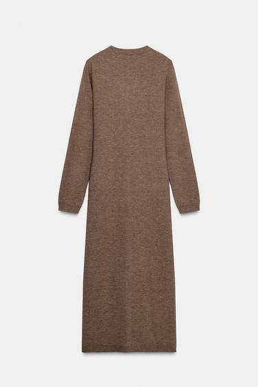KNIT MIDI DRESS WITH BELT - Brown / Taupe by Zara - Image 5
