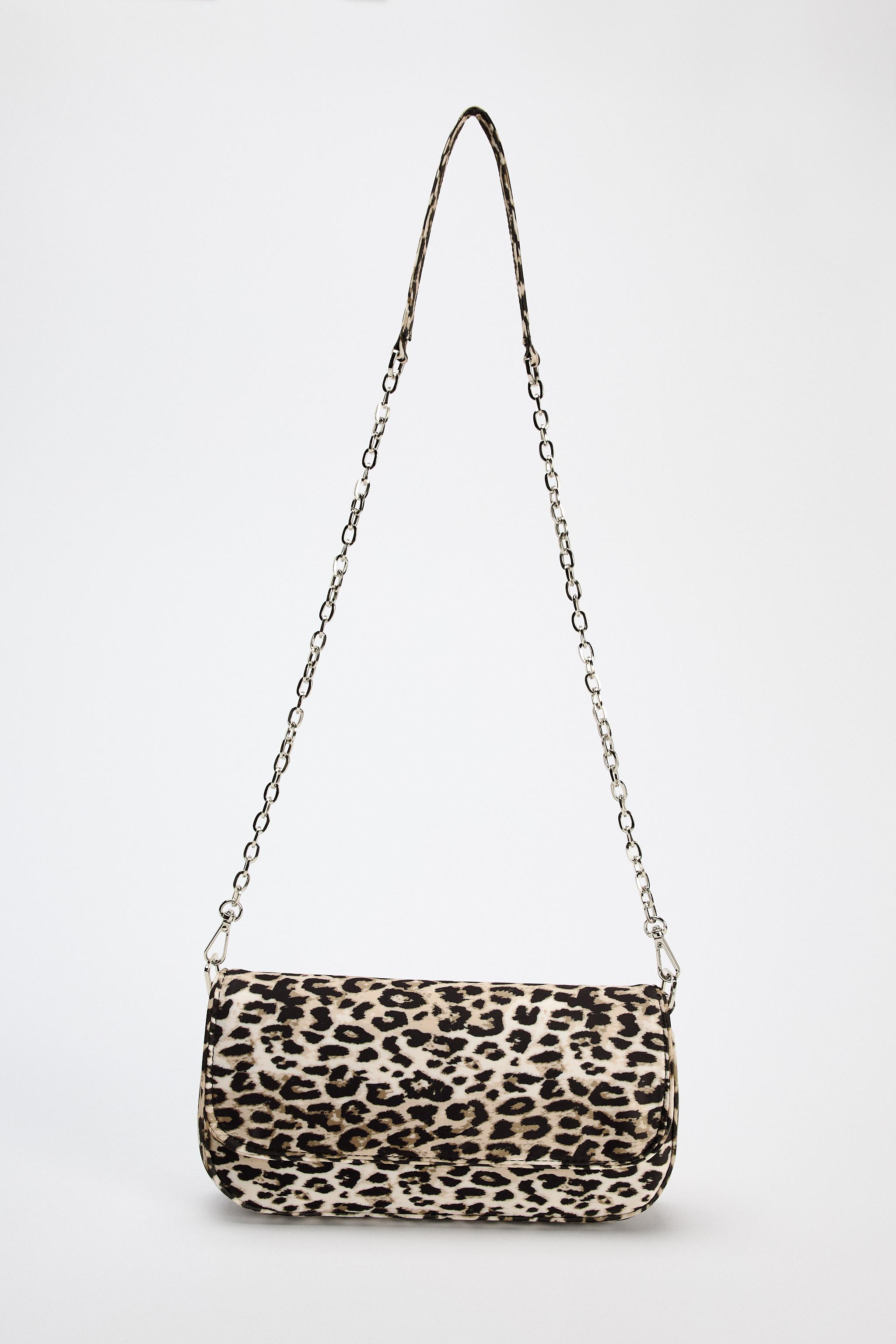 Zara animal print shoulder bag with chain sale