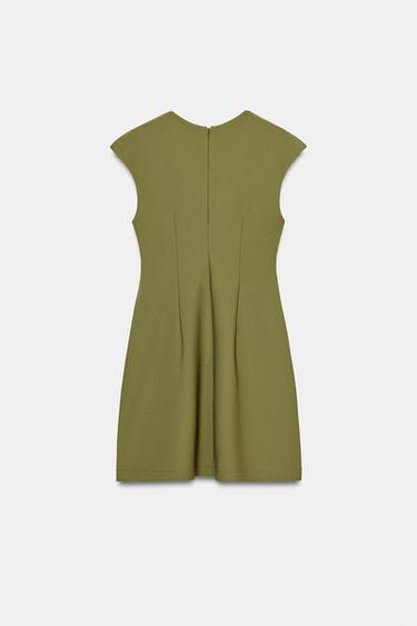 ROBE COL EN V CRÊPE - Vert pistache de Zara - Image 6