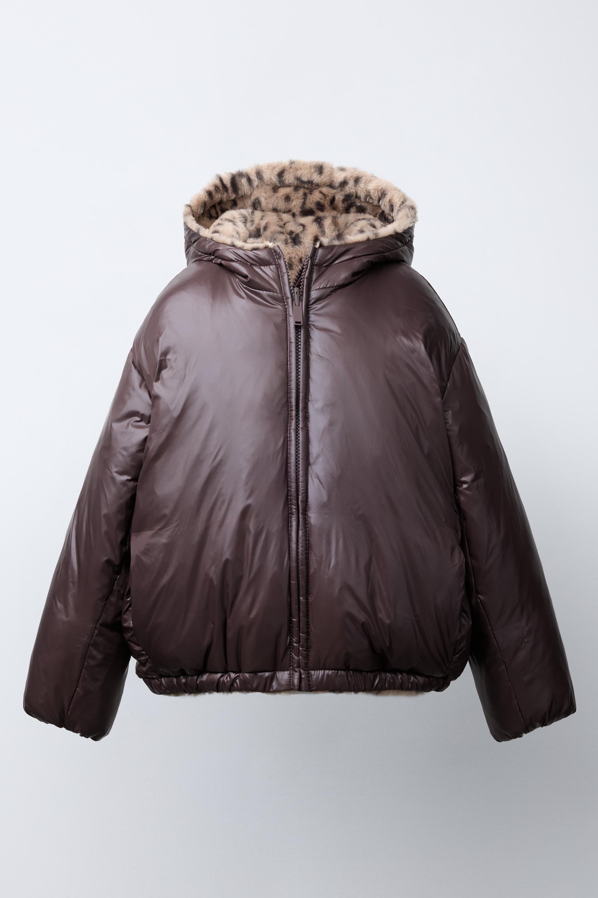 ZARA アウター REVERSIBLE FAUX FUR ANIMAL PRINT JACKET - Dark brown | ZARA United