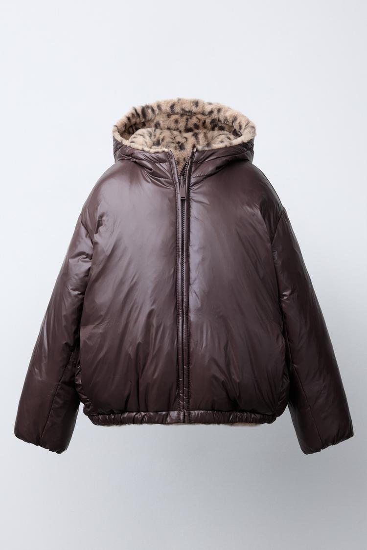 REVERSIBLE FAUX FUR ANIMAL PRINT JACKET