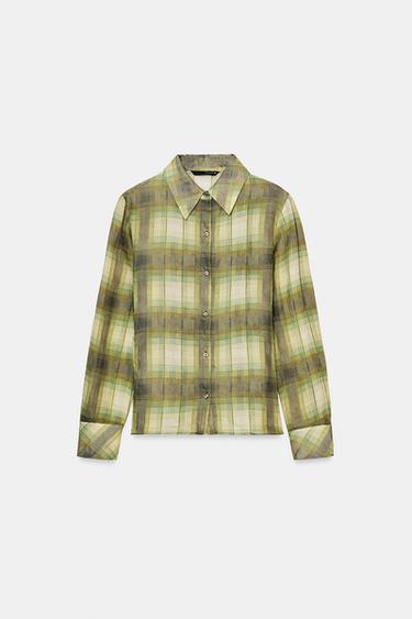 Zara PLAID SHIRT ZW COLLECTION - Greens