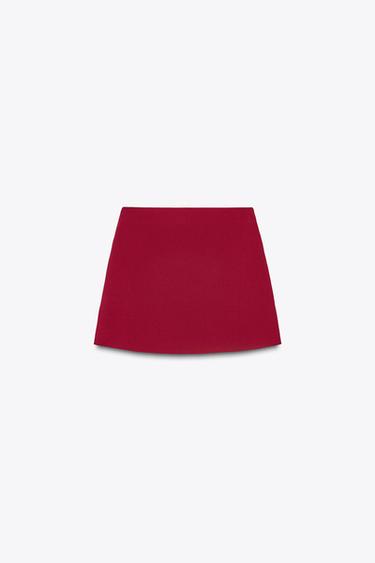MINI JUPE EN MAILLE UNIE - Rouge foncé de Zara - Image 2