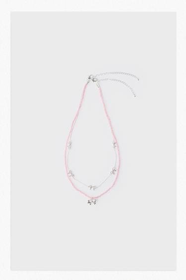 SET VAN TWEE KETTINGEN MET STRIKJES - Roze van Zara