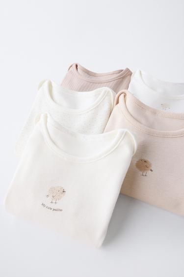5-PACK OF CHICK PRINT BODYSUITS - camel by Zara - Image 4