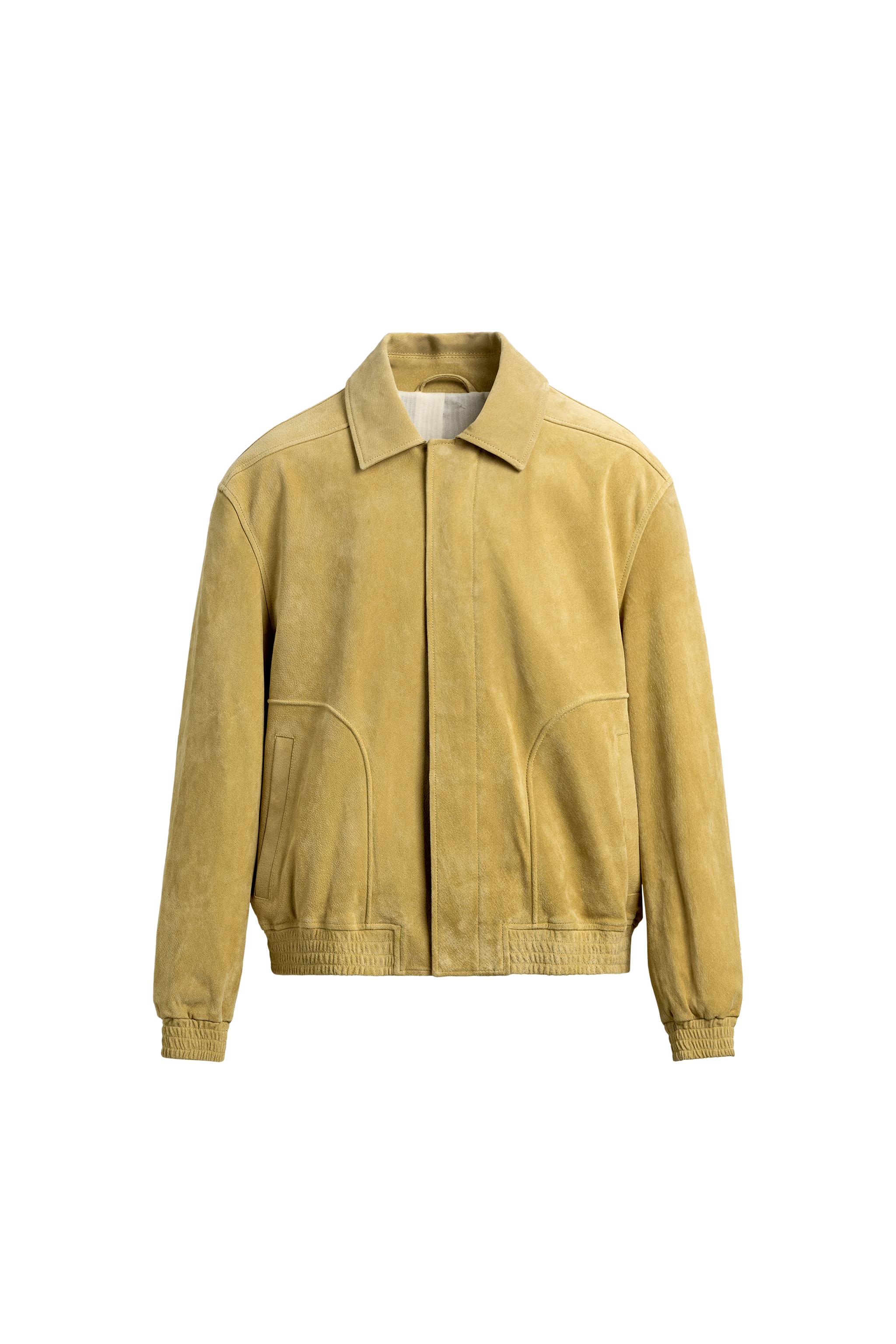 リラックスフィット スエードレザー ジャケット - イエロー | ZARA