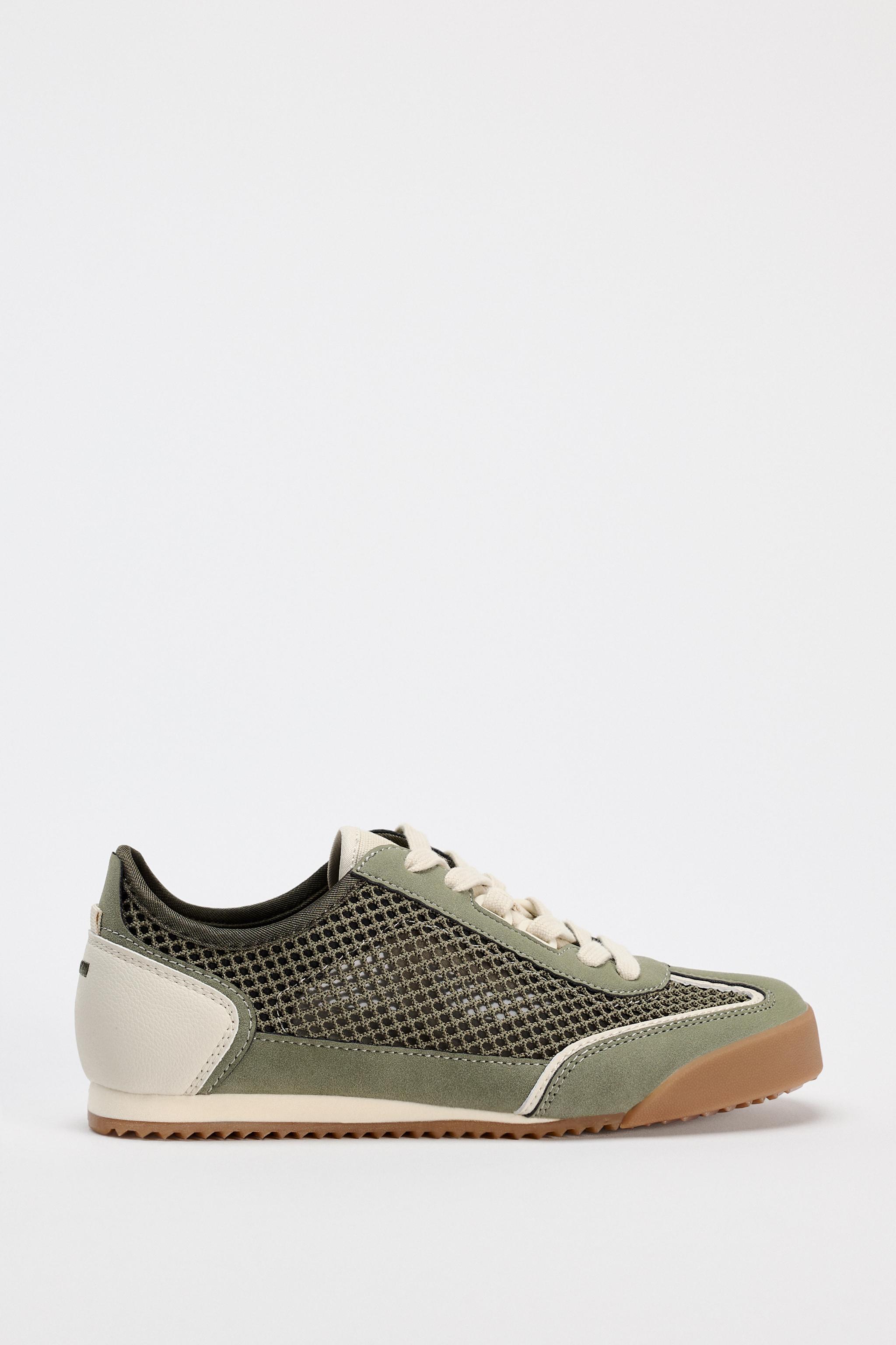 MESH RUNNING SHOES Khaki Green ZARA Canada