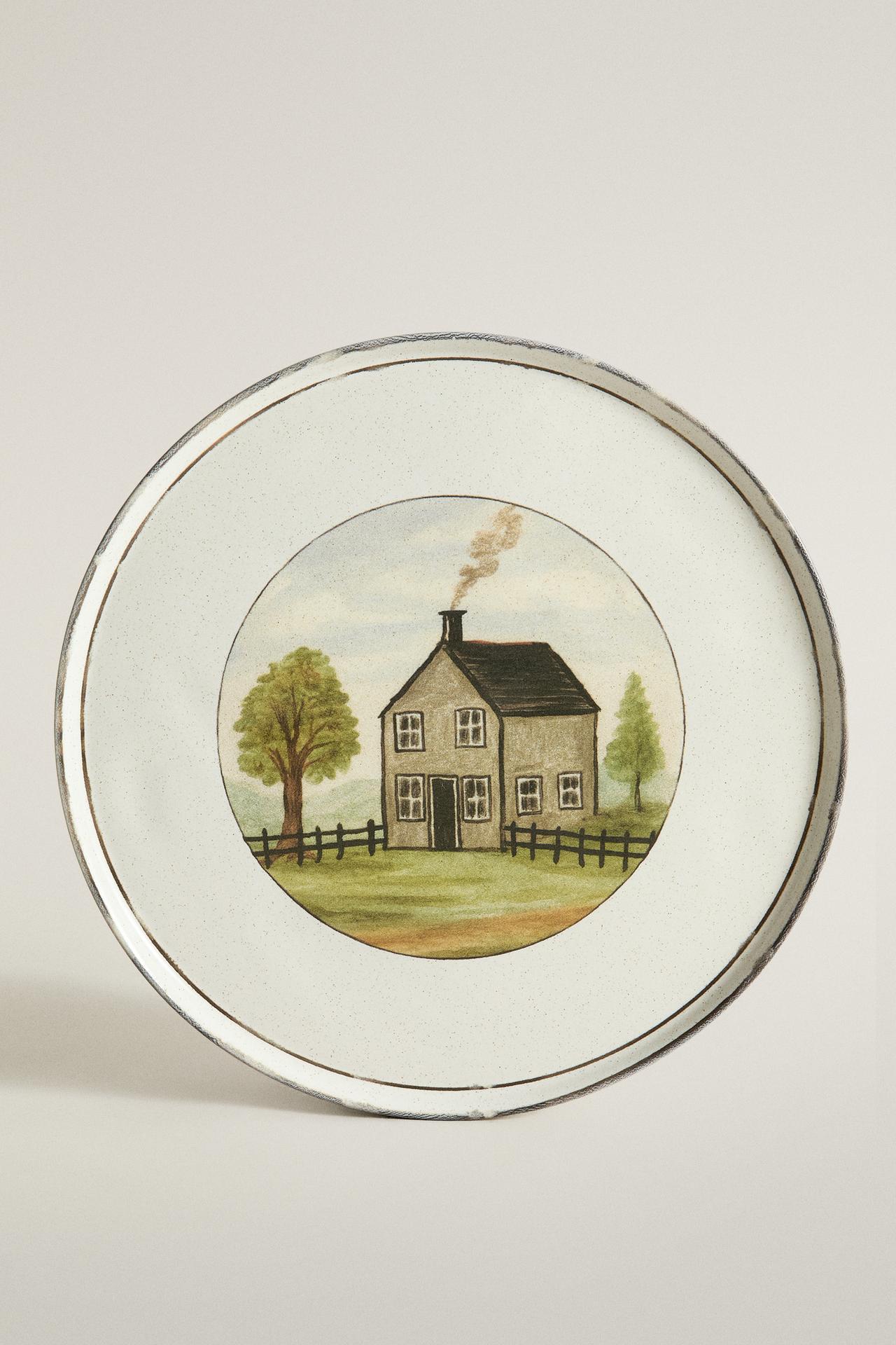 STONEWARE LITTLE HOUSE DINNER PLATE