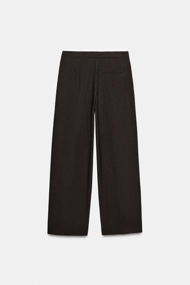 PANTALON LARGE À DOUBLE TAILLE - Brown Stripes de Zara - Image 7