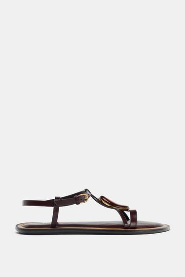 SPLIT LEATHER PLATFORM SANDALS