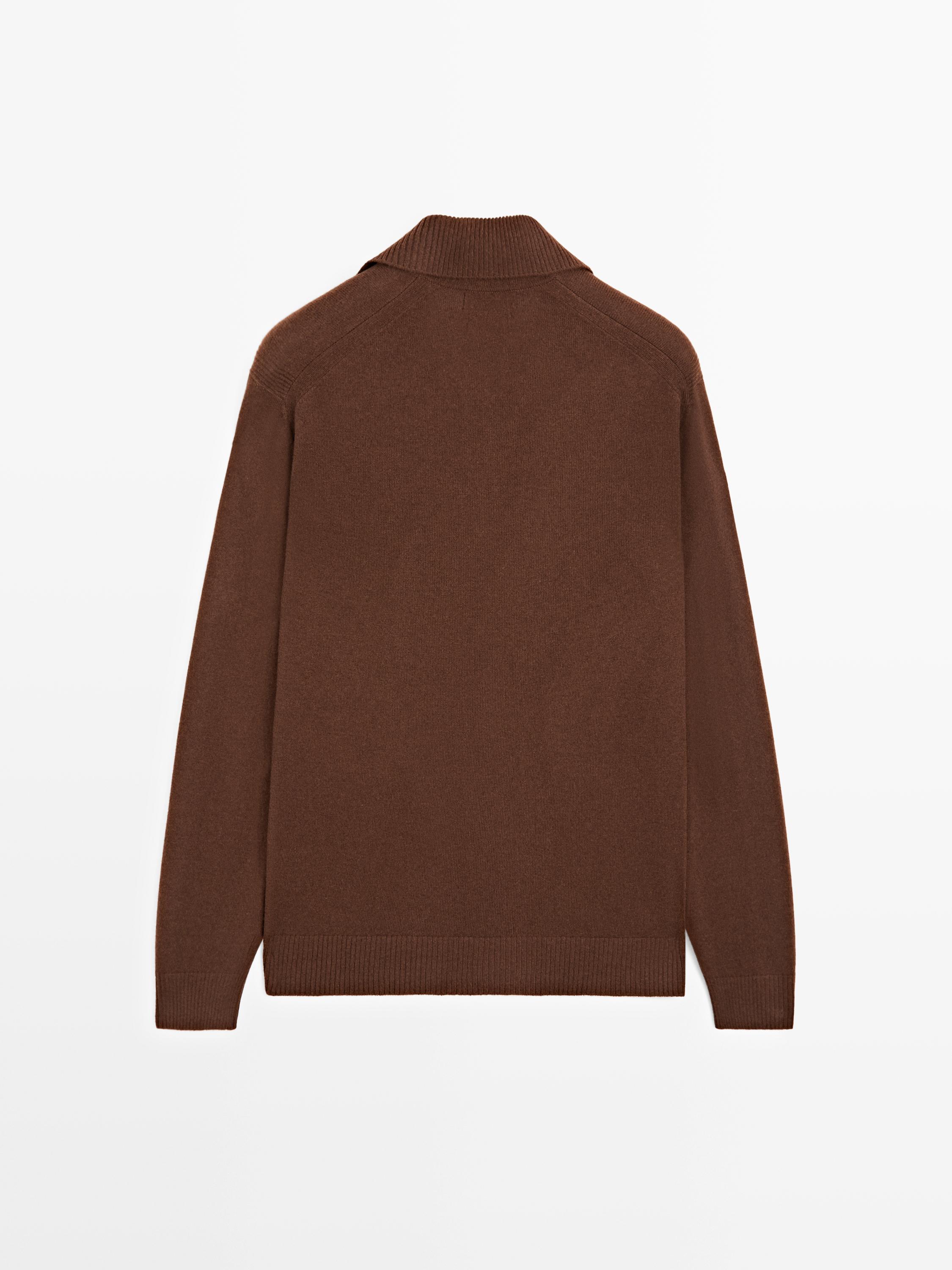 Pull polo col V en maille 100 % laine