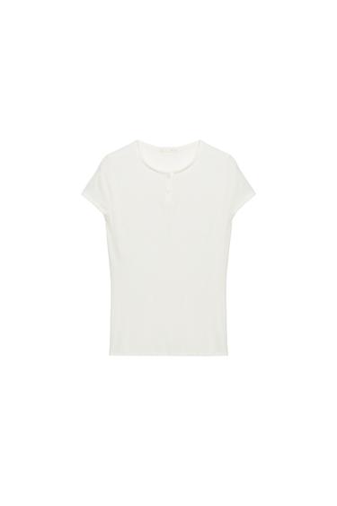 HENLEY T-SHIRT - Oyster-white by Zara