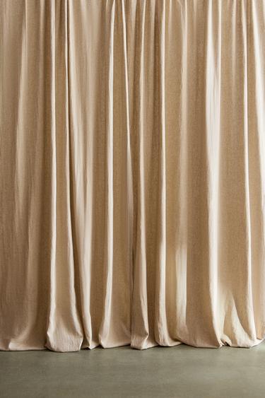 WASHED LINEN CURTAIN WITH MEDIUM OPACITY - Light beige by Zara