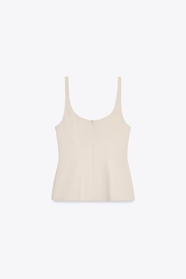 TOP PÉPLUM À ZIP - Beige de Zara - Image 4