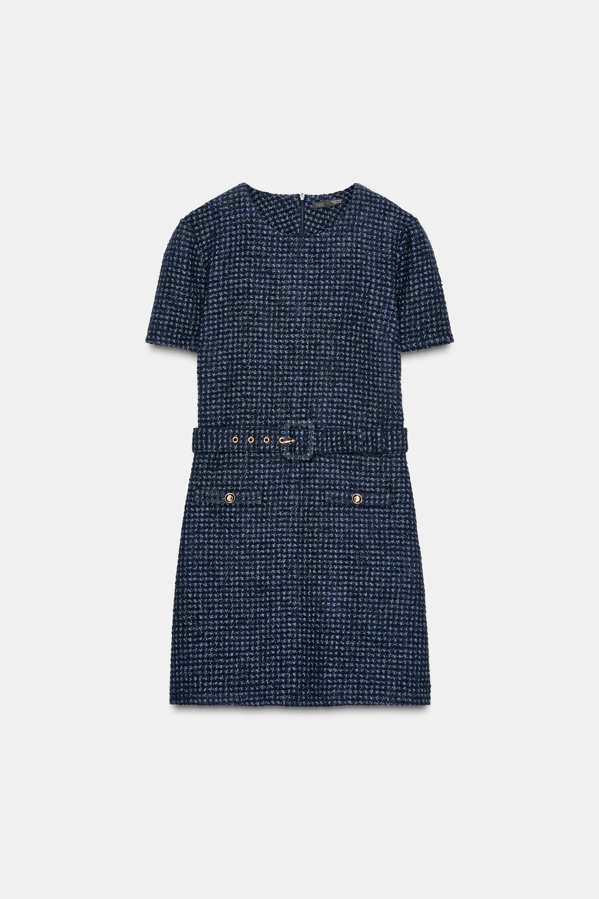 BELTED TEXTURED DRESS