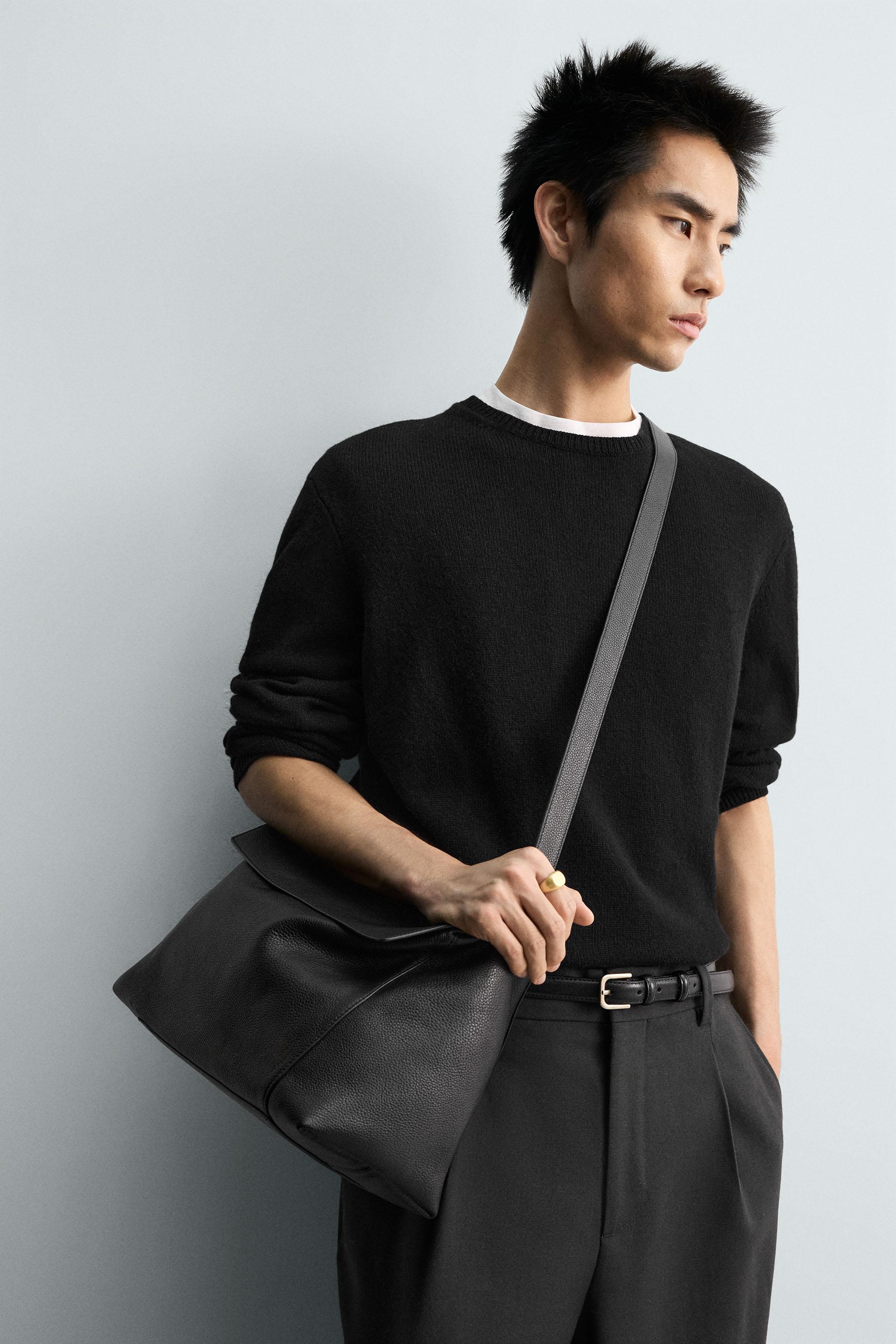 エンボスレザー ショルダーバッグ L - ブラック | ZARA Japan / 日本