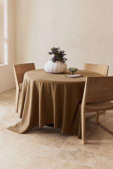 WASHED COTTON TABLECLOTH - Ochre by Zara