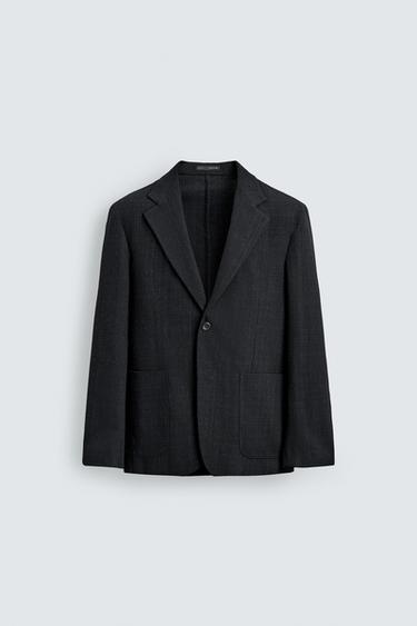 Zara 寬鬆版紋理西裝外套 - 海藍色