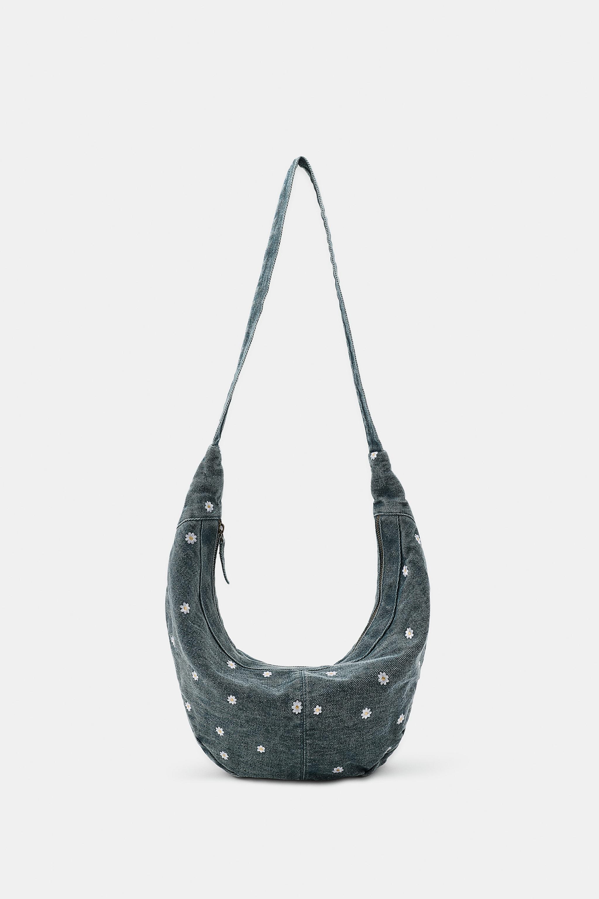 DAISY EMBROIDERED DENIM CROSSBODY BAG