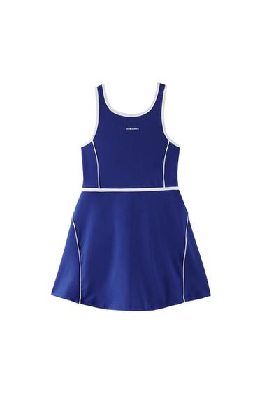 SPORTY DRESS WITH CYCLING SHORTS AND PIPING